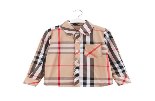 

brand boy baby shirt long sleeve plaid pattern spring and autumn new fashion cotton button design khaki 9762423, White;black
