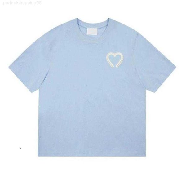

summer mens t-shirts short sleeve designer shirts amis crewneck hip hop embrodiery tee loose heart e51x, White;black