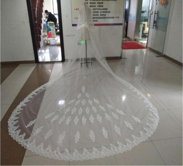 

in stock wedding veils real image lace appliques two layers bridal veils with blusher face 345 meters long wedding veil customiz2581240, Black