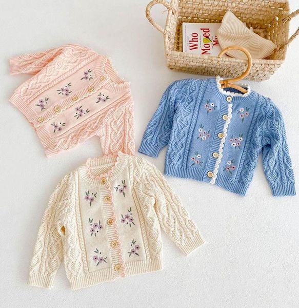 

jackets toddler baby girls knitting cardigan flower embroidery autumn winter infant girl sweater coatjackets7219415, Blue;gray