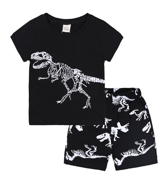 

baby boy dinosaur print clothing set dinosaur short sleeve t shirts shorts 2 pcs set boutique kids clothing sets9795085, White