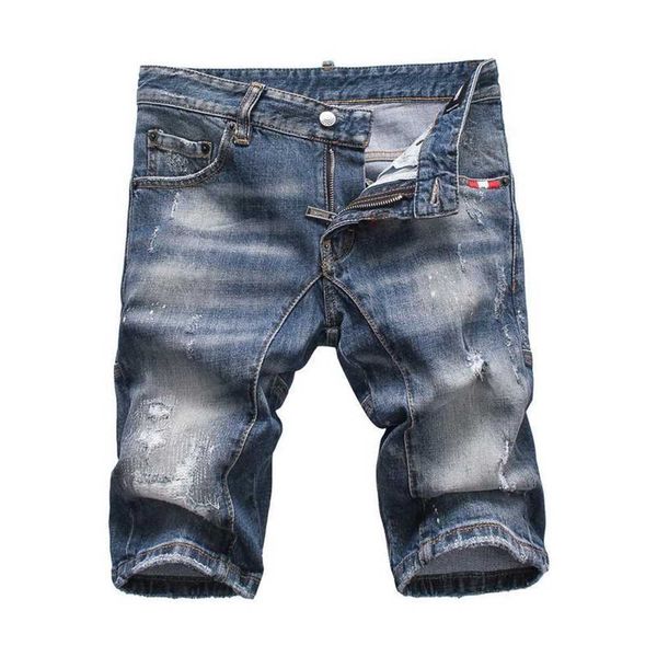 

jean 20ssmens short jeans straight lines holes tight casual night club black cotton summer men dsquare 2 dsquareds dsq2s dsqs surxu6l, Blue