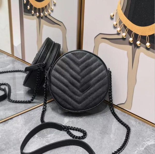

2023 Designer Bags Round Bags for Women Caviar Genuine Leather Gold Chain Shoulder Crossbody Bag S Handbags Fashion, Silver