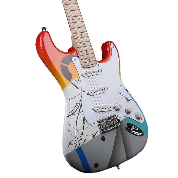 

factory customization new crashed rainbow rainbow hand painted electric guitar