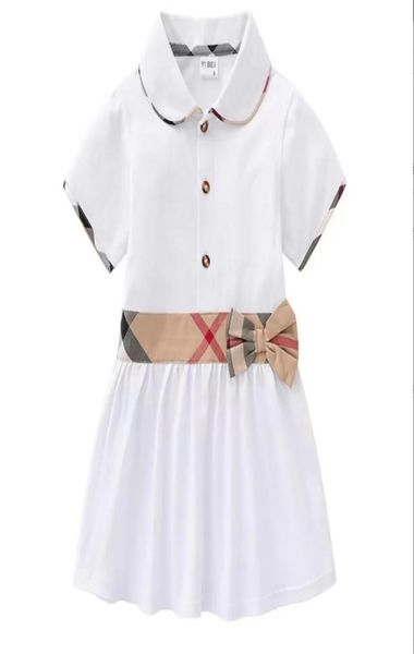 

baby girls princess dresses with bowknot cotton kids turndown collar short sleeve dress cute girl plaid skirt children clothes ag2793550, Red;yellow