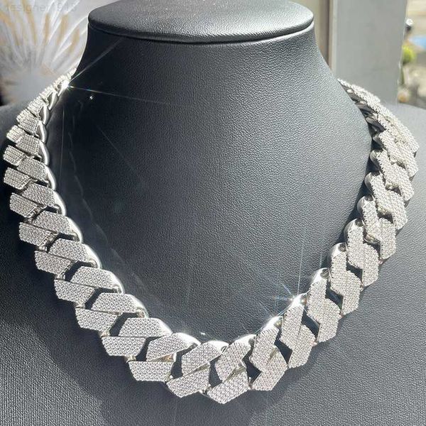

hip hop 20mm 4rows cuban chain jewelry heavier solid silver necklace ice out moissanite link necklaces