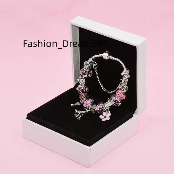 

new charm tower pendant bracelet for pandora platinum diy beaded lady elegant bracelet with original box holiday gift, Golden;silver