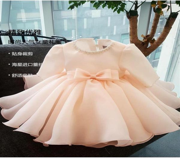 

lace baby girl dress beaded baby girls birthday dress kids clothes long sleeve infant party vestido christening gowns282f1917877, Red;yellow