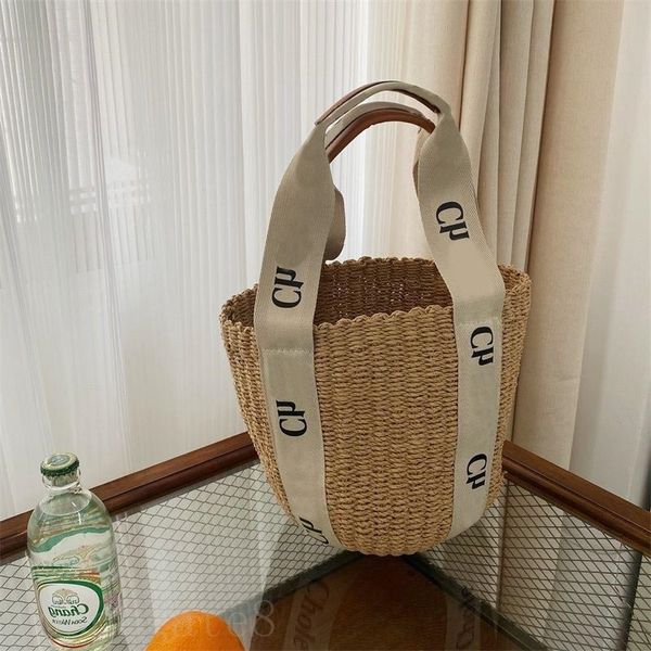 

mini bag straw woody designer bags vacation shopping summer cute women sacoche simple distinctive weave tote bag big capacity cloth shoulder