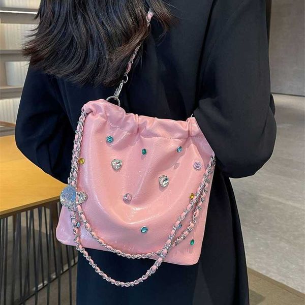 

new evening bags chain bin bag women fashion color diamond tote versatile ins large capacity messenger 230704