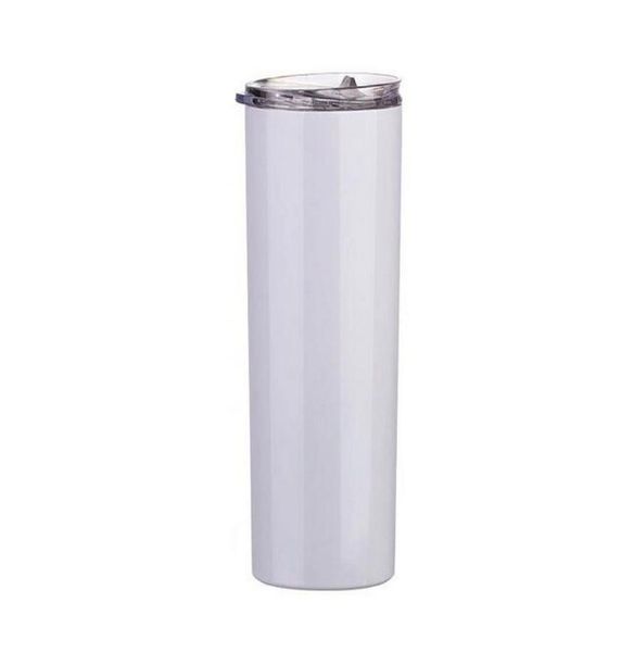 

sublimation straight tumblers blank white cup with lid straw paintcoat stainless steel drinking cup vacuum insulated mug lsk16215216043