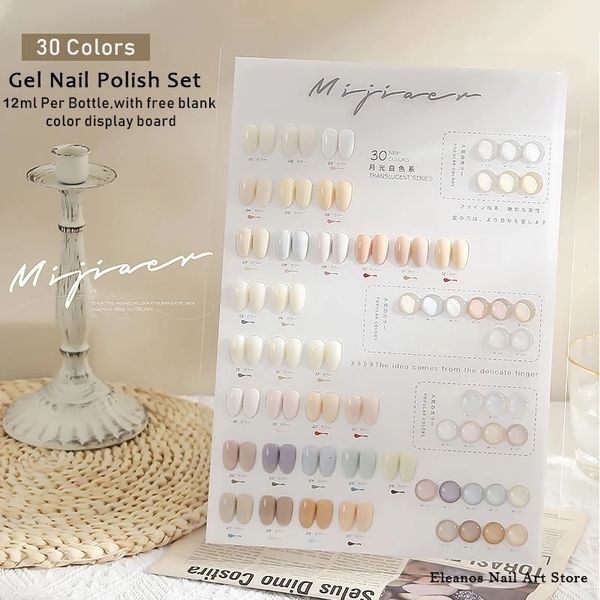 

false nails eleanos gel nail polish 30pcs white colors semi permanent varnish primer all for manicure uv base coat set 230704, Red;gold