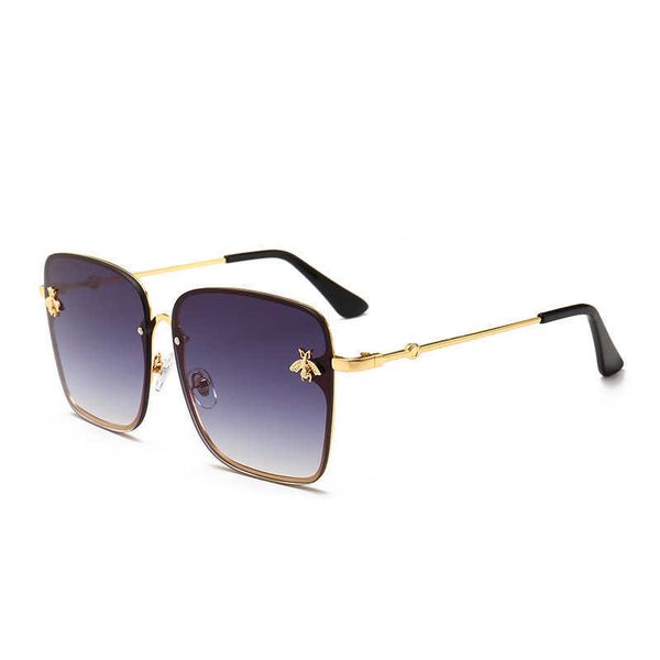 

new 1843 women's personality metal box little bee men's sunglasses, White;black