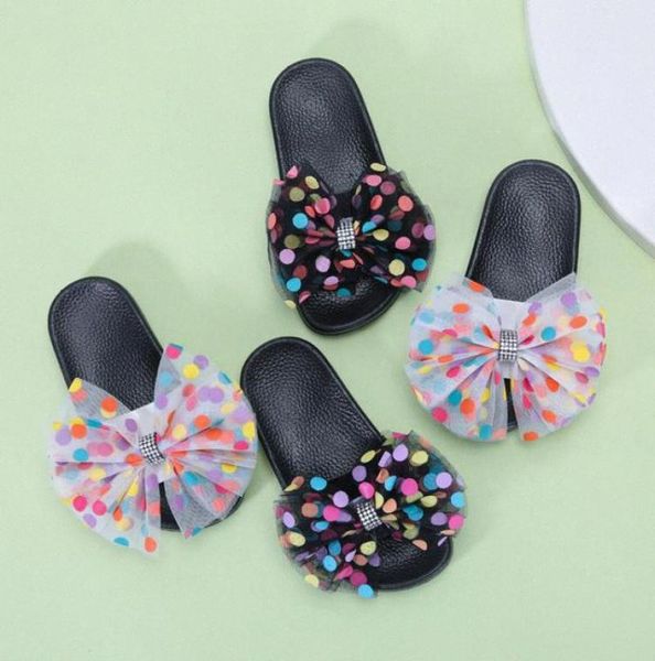 

girls slippers summer kids shoes bowtie cute slippers outdoor children beach shoes flats indoor non slip light home flip flops ykl8217720, Black;red