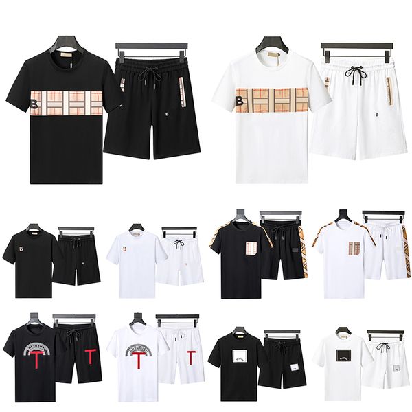 

2023 summer men t shirt designer shirt set mens designer mens short sleeve suit luxury man fashion casual tee size m--3xl, White;black