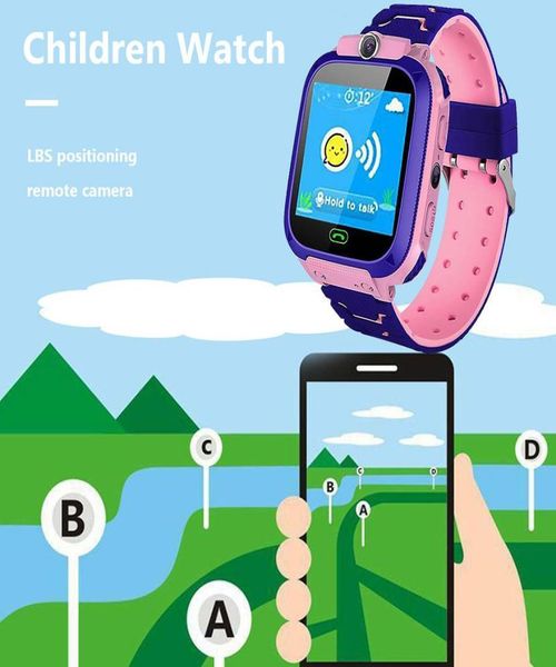 

q12 kid smart watch lbs sos waterproof tracker smart watches for kids antilost support sim card compatible for android phone with3765677, Blue