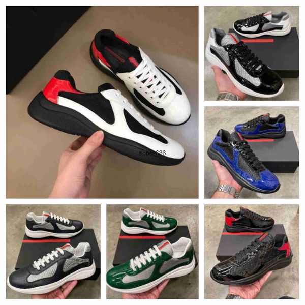 

casual shoes america cup xl patent leather sneakers flat trainers for men leather nylon black mesh lace-up outdoor runner trainer sport shoe