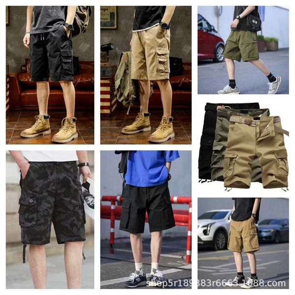 

men's 5/7 cargo pants multi pocket 2023 loose large casual water resistant, White;black