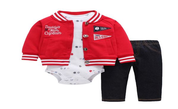 

2019 new red boy clothes 100 cotton coatpantsbaby romper autumn winter sets 624 months bodysuit infant boys sets clothes j19059582732, White