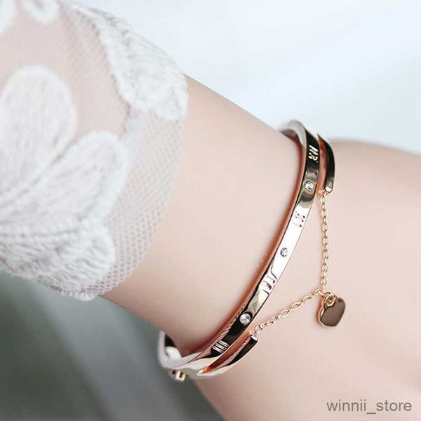 

charm bracelets luxury stainless steel bracelets silver color bangles female heart wedding charm bracelet for women pulseras r230704, Golden;silver