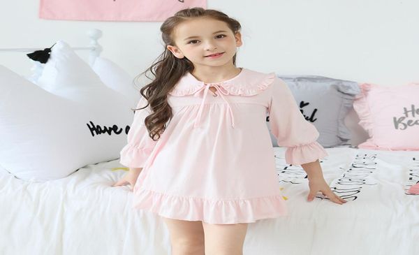 

girls pajamas baby girls nightdress sleepwear100 cotton thin long sleeve home clothing children nightgowns 2y14y cj1912027575275, Blue;red