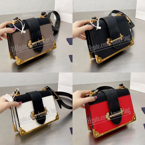 

luxury tote wallet shoulder bag cahier leather bag box rivet retro flap closure with strap handbags metal loop designer crossbody bag women