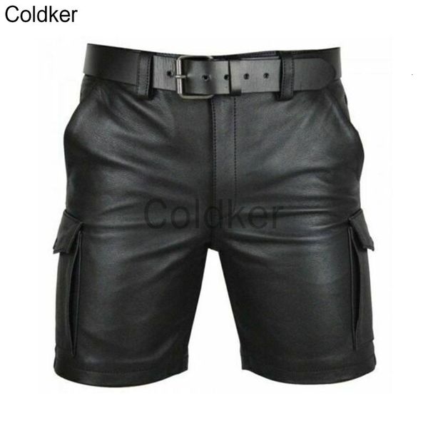 

men's shorts summer streetwear trend men pu faux leather with pockets nightclub wear casual fashion medieval punk costumes 5xl 230703, White;black