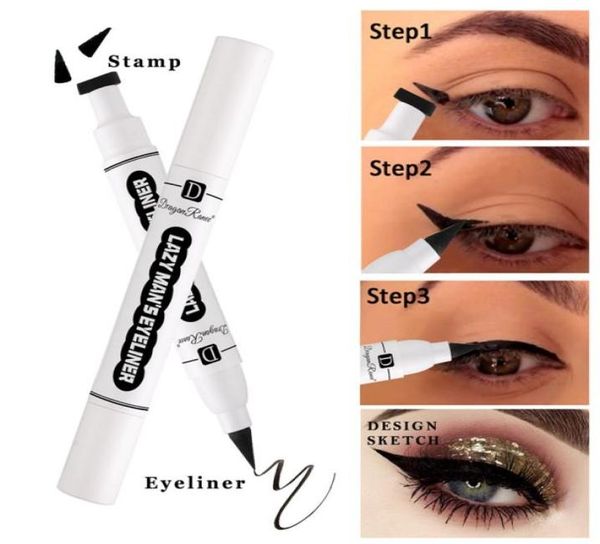 

new black liquid eyeliner stamp marker pencil waterproof stamp doubleended eye liner pen cosmetic eyelinerpen 07463746193