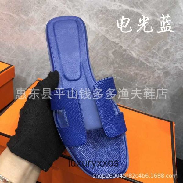 

h slippers with 2023 family designer classic sandal high version flat bottom oran palm slipper print leather beach sqvh