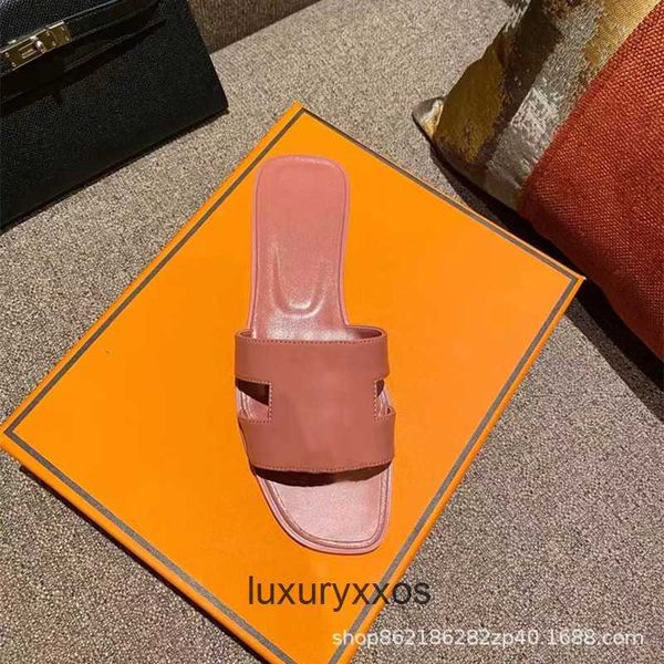 

slippers sandal leisure 2023 classic designer classic h women's summer oran beach flat bottom slipper girl fashion leather sandals blac