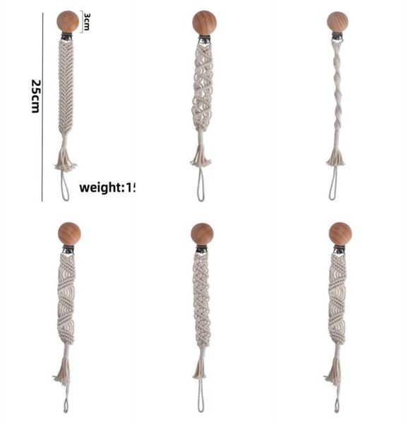 

handmade braided rope pacifier clips baby kids prevent nipple fall pacifiers holders molars toys wood clamp 9bq n22437075