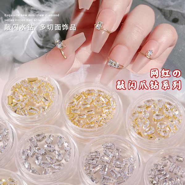 

nail glitter luxury shiny metal zircon charm elegant shape 3d decorative alloy mixed style crystal gem accessories set 230704, Silver;gold