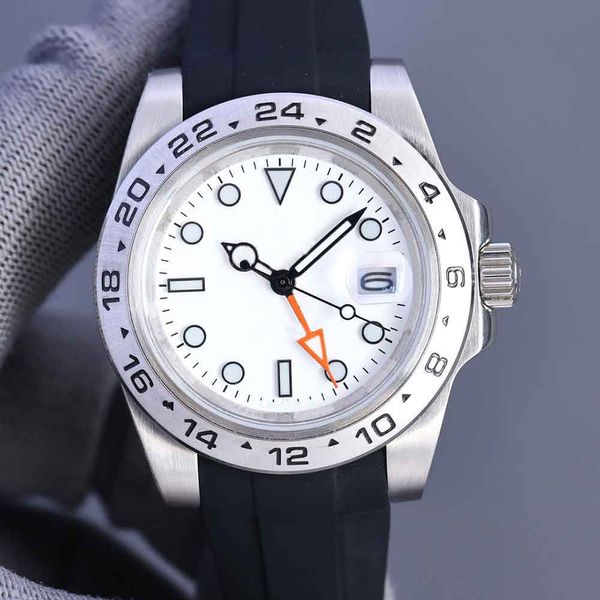 

black rubber strap 42mm fashion dial mens watch automatic movement mechanical watches casual business clock birthday gift sports wristwatch, Slivery;brown