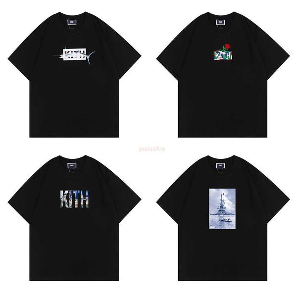 

designer fashion clothing tees tshirts street niche brand kith classic box illustration print mens and womens loose couple tshirt pure cotto, White;black