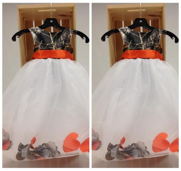 

custom camo oneck flower girls dresses petal adorned birthday party gowns camouflage outside real tree formal kids9007493, White;blue