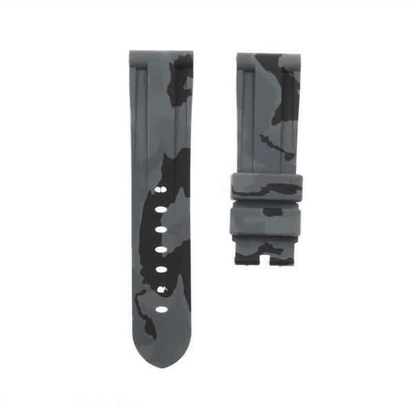 

22mm 24mm gray green red blue camo silicone rubber watchband for panerai strap for pam111/441 watch band h0915, Silver