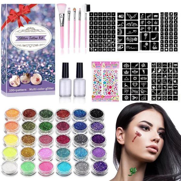

eye shadow temporary body sticker kit cheek glitter makers diy art long lasting 24 colors supplies for bars stage shows party 230703