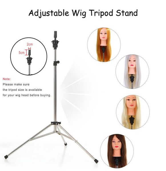 

adjustable hair wig stand hairdressing manikin tripod stand salon hairdresser training mannequin head holder clamp false head mold8580866, White