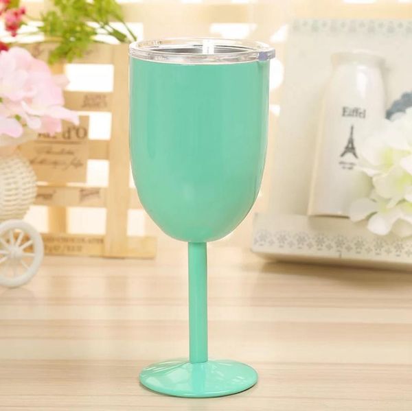 

10oz goblet stem wine egg tumbler stainless steel wine glasses vacuum insulated mug champagne cup with lid egg shape ljja331546111805