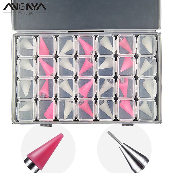 

dotting tools angnya 28pcs replaceable nail wax pencil head for pen to pick up gem jewelry tips picking tool 230704, Silver