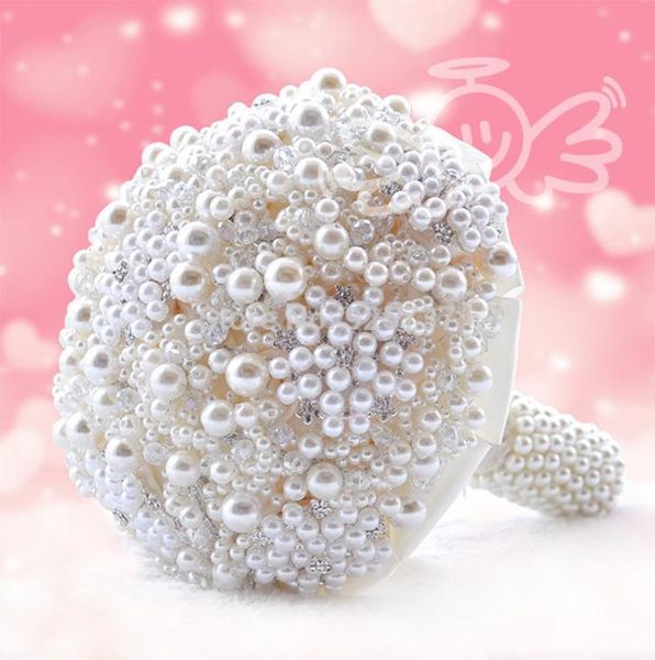 

2018 pearls artificial bouquet handmade crystal ivory brooch bouquet new wedding flowers bridal bouquets3218905