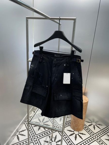

high-end new denim shorts for women women's heavy rhinestone fringed hole jeans shorts female high waist summer fashion wide leg denim, White;black