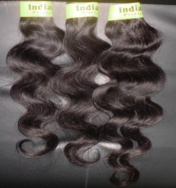 

machine double wefts body wave whole natural color processed indian human wavy hair extensions bundles 20pclot5676096, Black