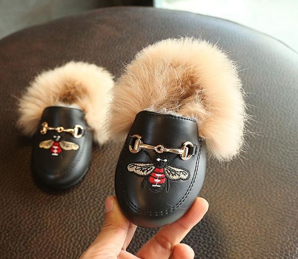 

boys girls kids cottonpadded shoes cartoon honeybee soft sole children casual shoes autumn winter warm flat shoes kids size 21301627102, Black;red