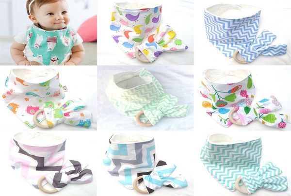

10 styles baby bibsteeth stick 2pcsset cotton bamboo fiber infant wave pattern burp cloths teething ring wooden teething trainin3008275