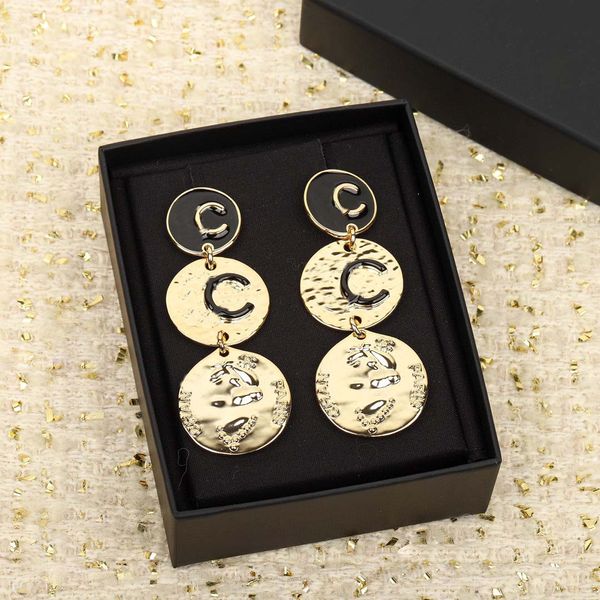 

2023 luxury quality charm three round shape with black enamel color and double design have box stamp ps7261b, Golden