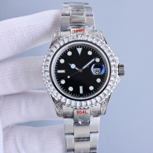 

diamond mens automatic watch 40mm mechanical watches business wristwatches swimming wristwatch montre de luxe, Slivery;brown