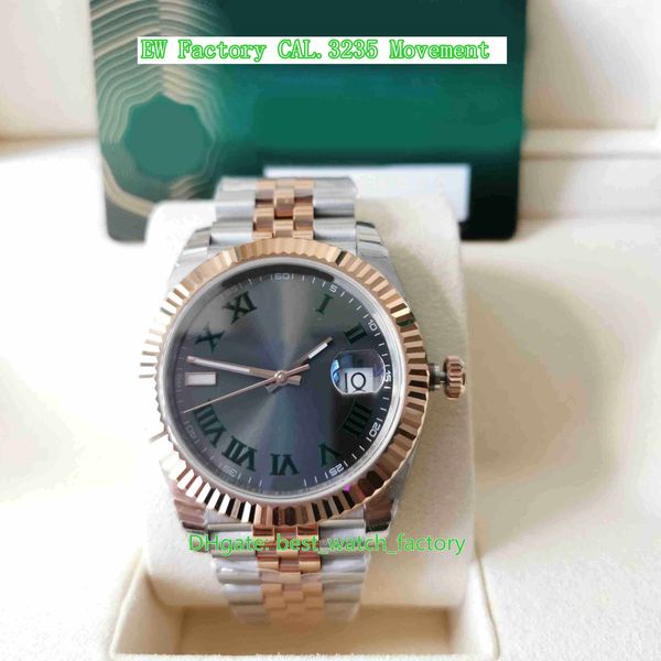 

ew factory mens watch super quality 41mm 126334 president wimbledon 18k gold designer watches 904l steel cal.3235 movement mechanical automa, Slivery;brown