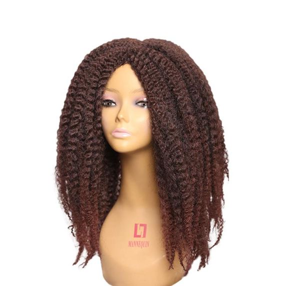 

long marley braiding hair wig for black women ombre brown afro kinky curly synthetic wig high temperature fiber9694854