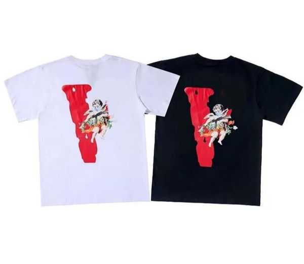 

designer mens t-shirts plays cupid big v print lovers t-shirts friends- loose short sleeve for men and women short sleeved couples tees clot, White;black